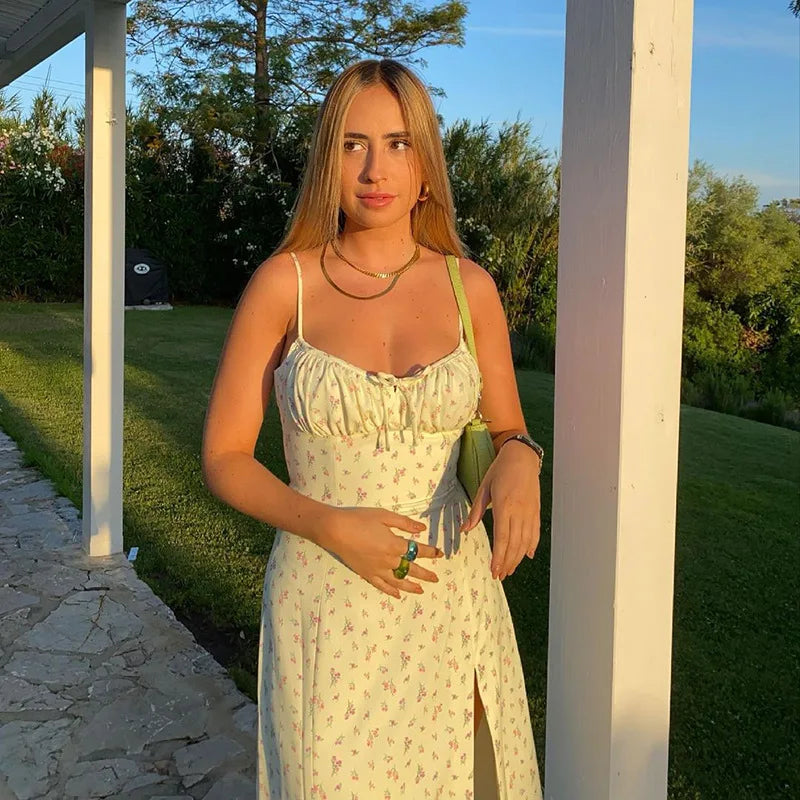 Vestido Midi Floral Fenda Lateral – Elegância e Feminilidade