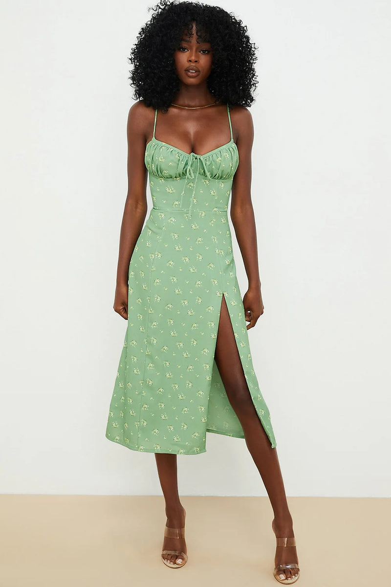Vestido Midi Floral Fenda Lateral – Elegância e Feminilidade